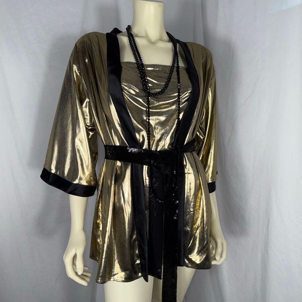 Vintage Metallic Gold and Black Trim Blazer Jacket